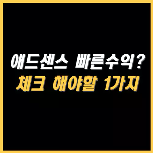 애드센스 빠른수익 얻기 위한 체크사항 1가지 썸네일